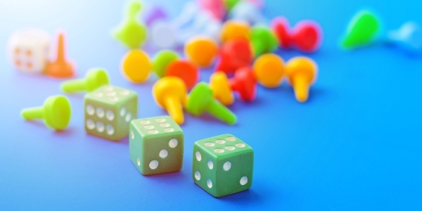 dice and board game pieces