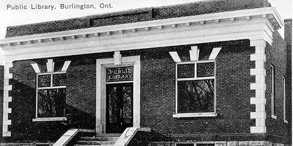 postcard of burlington public library in early 1900s