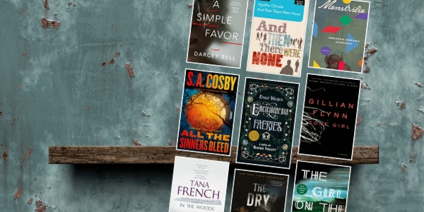 bookshelf with various book covers