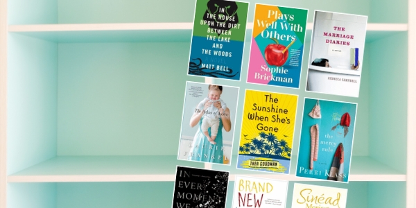 pale green bookshelf with various book covers