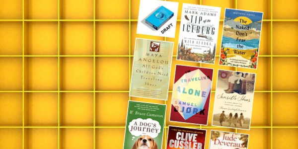 bookshelf with various book covers