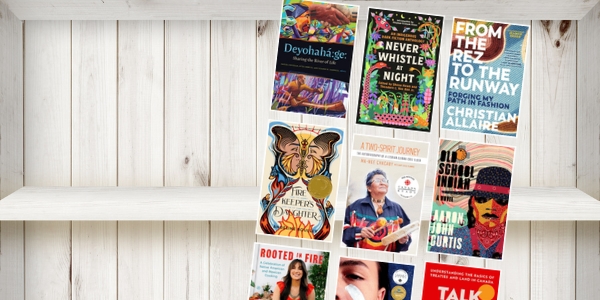 bookshelf with various book covers