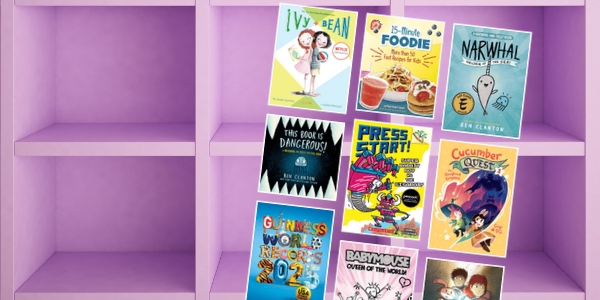 bookshelf with various book covers