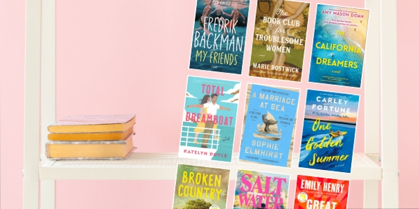 bookshelf with various book covers
