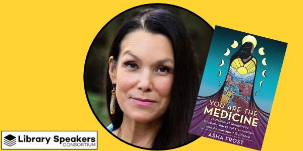headshot of Asha Frost beside book cover