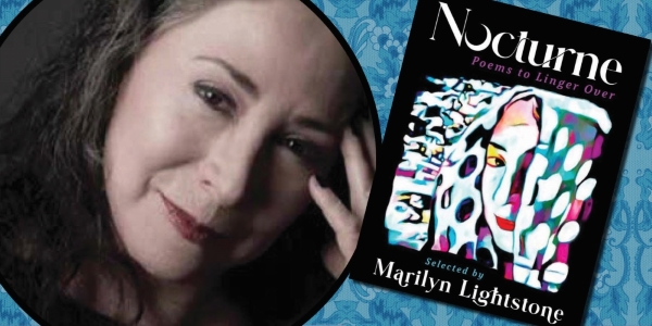 headshot of Marilyn Lightstone beside book cover of Nocturne