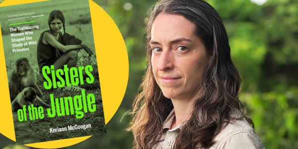 headshot of Keriann McGoogan beside book cover