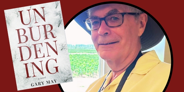 headshot of Gary May beside book cover