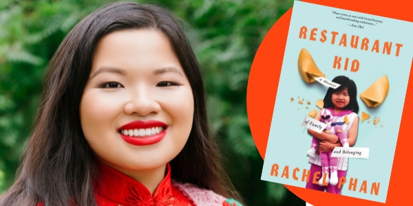 headshot of Rachel Phan beside book cover