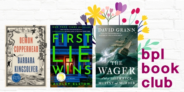 BPL Book Club beside various book covers