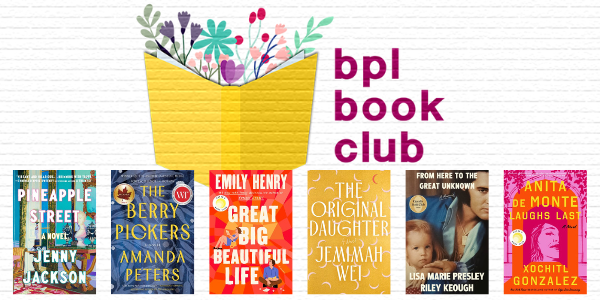 BPL Book Club beside various book covers