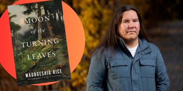 headshot of author beside book cover