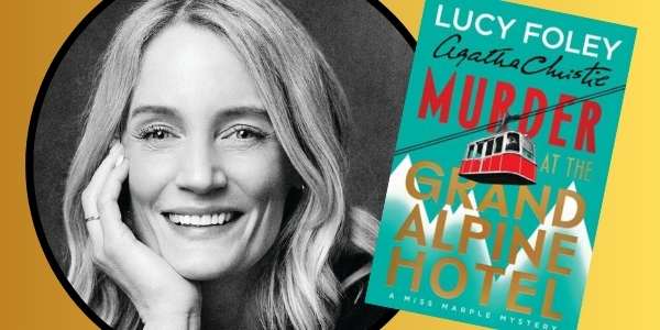 headshot of Lucy Foley beside book cover