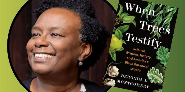 headshot of Beronda L. Montgomery beside book cover