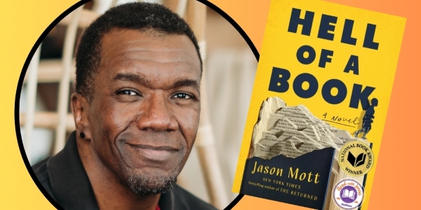 headshot of Jason Mot beside book cover of Hell of a Book