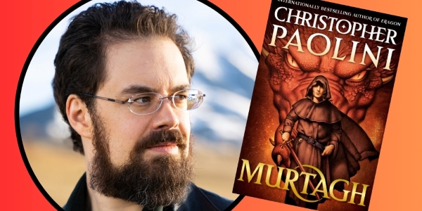 headshot of Christopher Paolini beside book cover of Murtagh