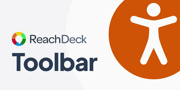 white figure in an orange circle with text that reads reachdeck toolbar