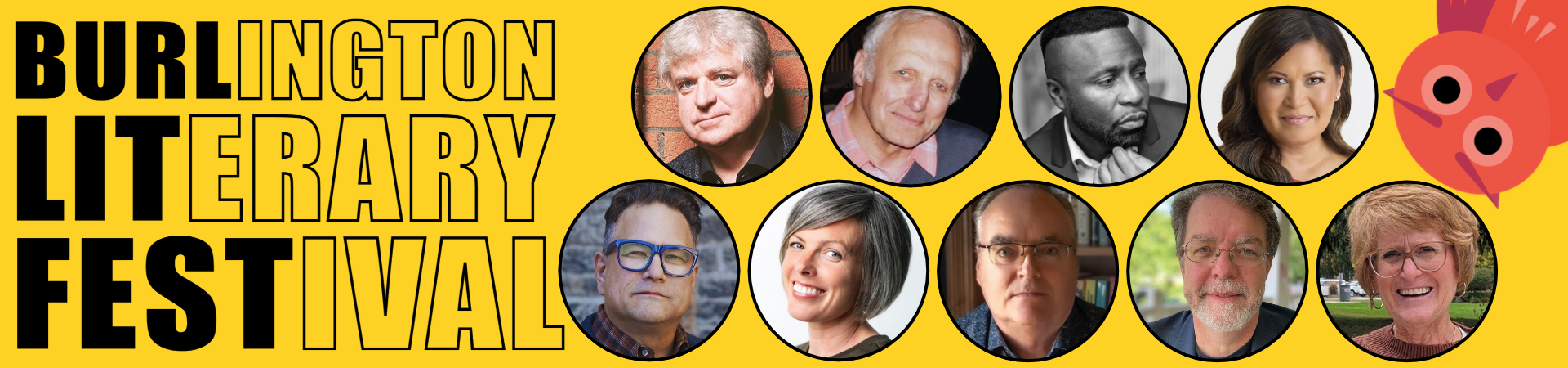 Burlington Literary Festival headshots of 9 authors