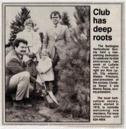 four people planting a tree