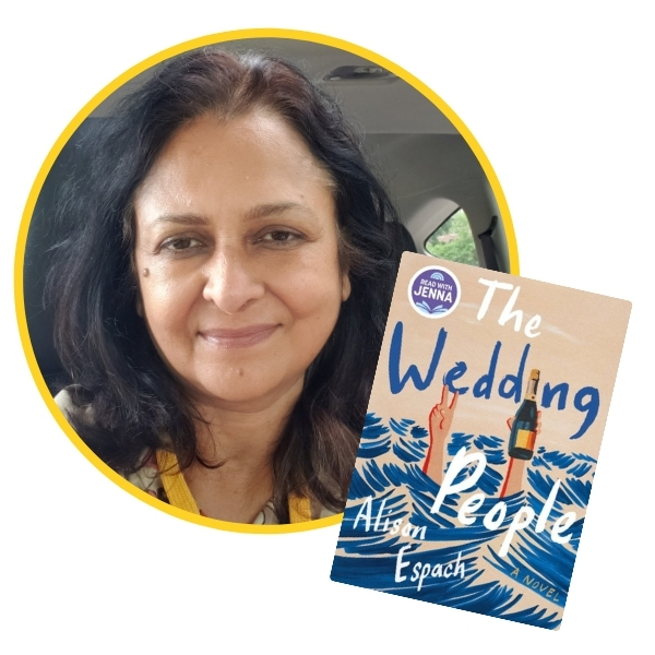 headshot of Kumkum beside book cover