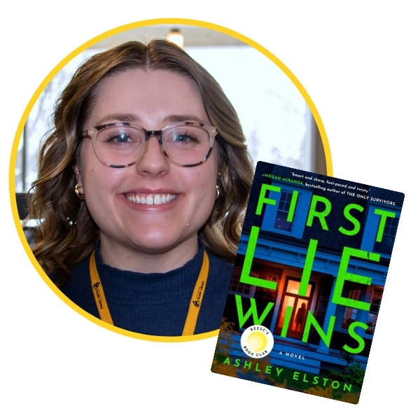 headshot of Sarah-Ann beside book cover
