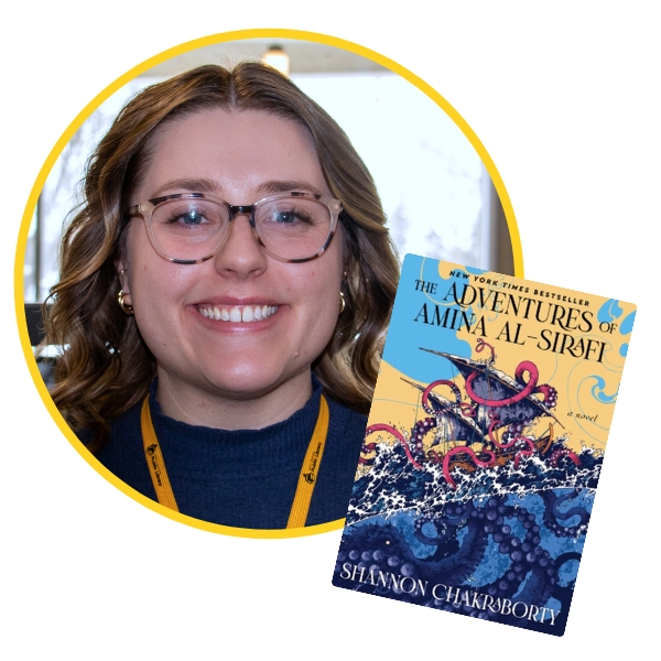headshot of Sarah-Ann beside book cover