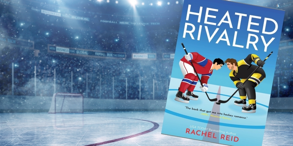 book cover and hockey arena 