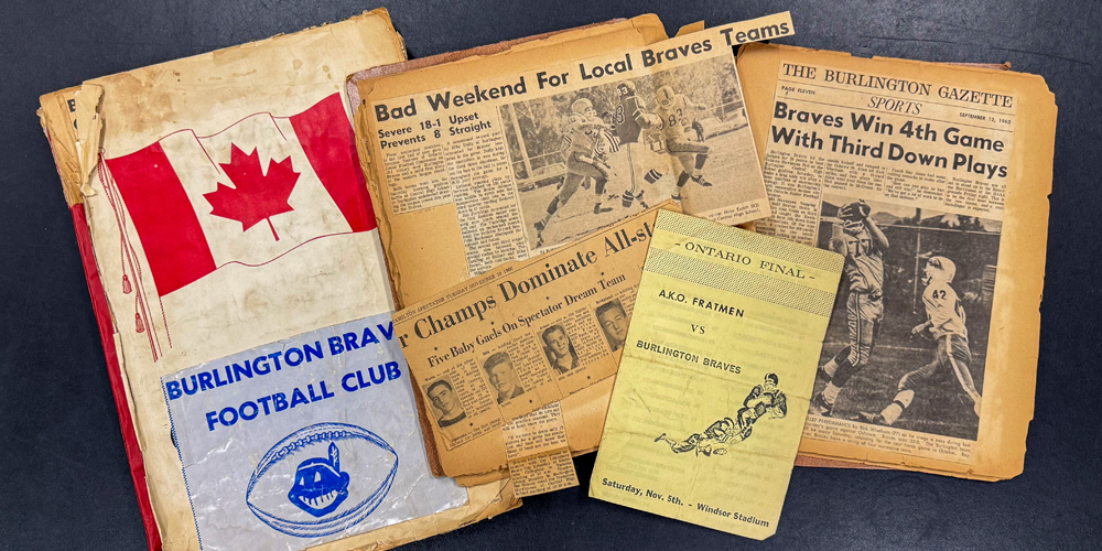 various Burlington Braves Football Club scrapbooks and newspaper clippings