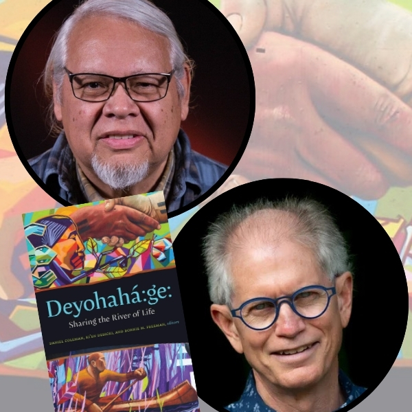 headshot of Rick Hill and Daniel Coleman beside book cover