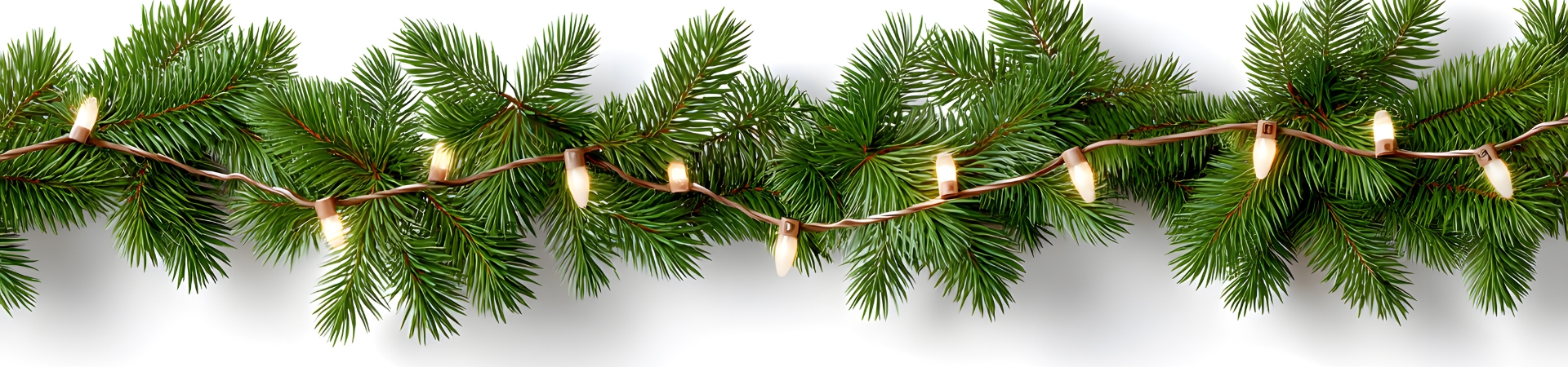 pine garland with small white lights