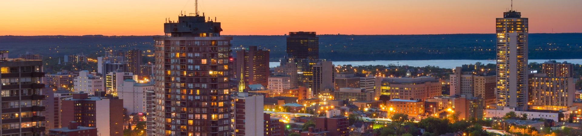 city of Hamilton skyline at night